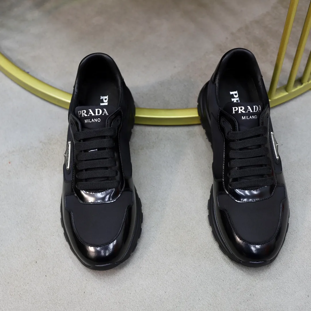 Men's shoes 💰600💰🙅‍♂️🙅‍♂️🙅‍♂️ [PRADA] Prada - High-end quality original order - Upper: Nappa calfskin, tumbled calfskin spliced stretch cloth surface, tongue high frequency brand logo - Lining: water-dyed cowhide - Outsole: ultra-light TPU foam rubber; two-color molded outsole -Ultra-high quality control and fine workmanship: outstanding (high-end, extravagance, grade) -Size: 38-44 (45 can be customized)